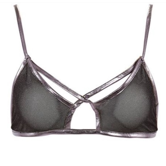 For Love And Lemons Metallic Black Bralette - Picture 1 of 6